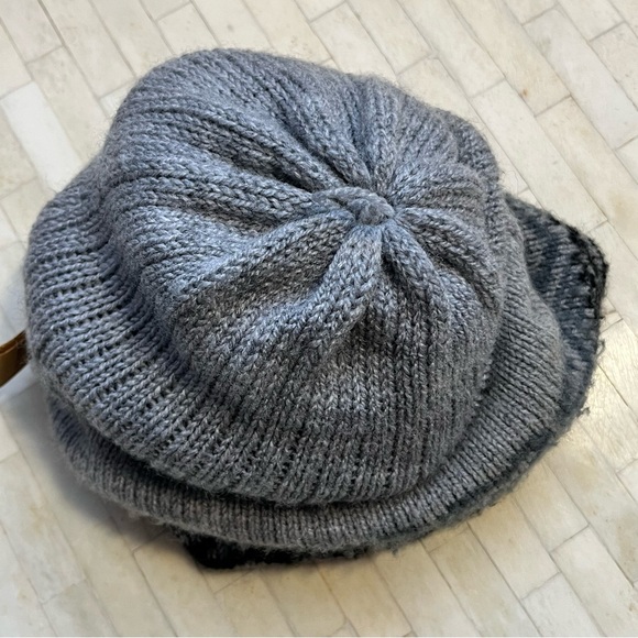 Cozy Knit 100% Alpaca Warm Kids Hat - Gray and Black - Picture 6 of 8